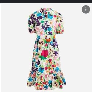 J. crew Puff-sleeve dress in vibrant garden print sz 12